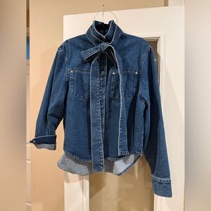 H&M Blue Women's Jean Jacket with Bow-Tie